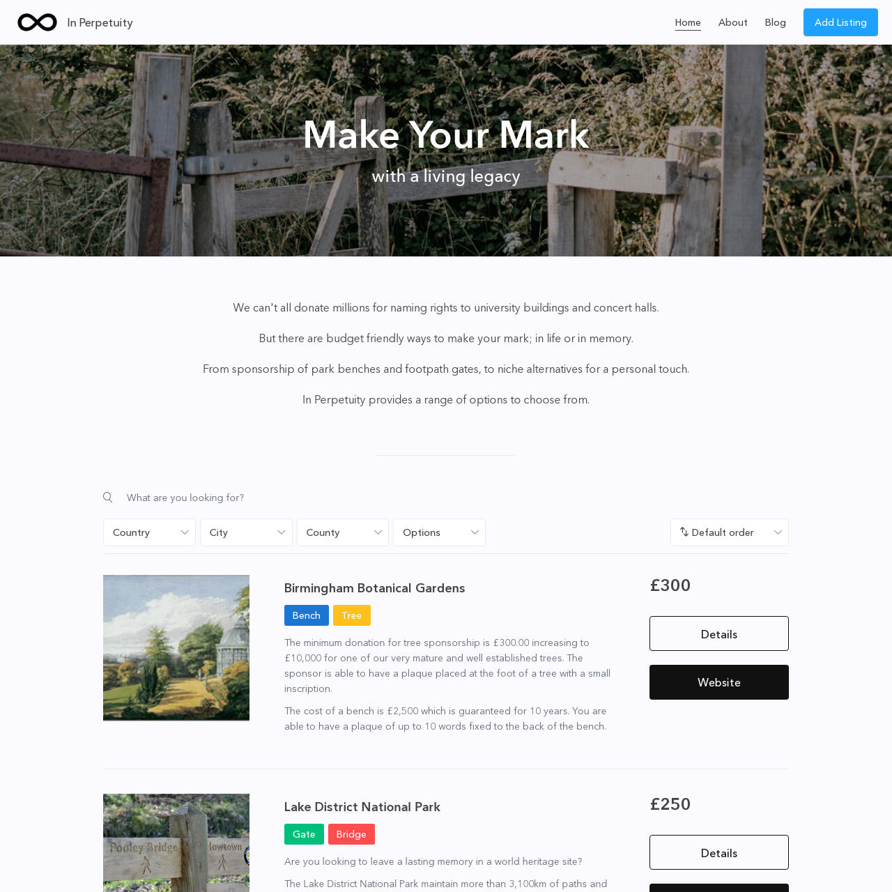 In Perpetuity Website Screenshot