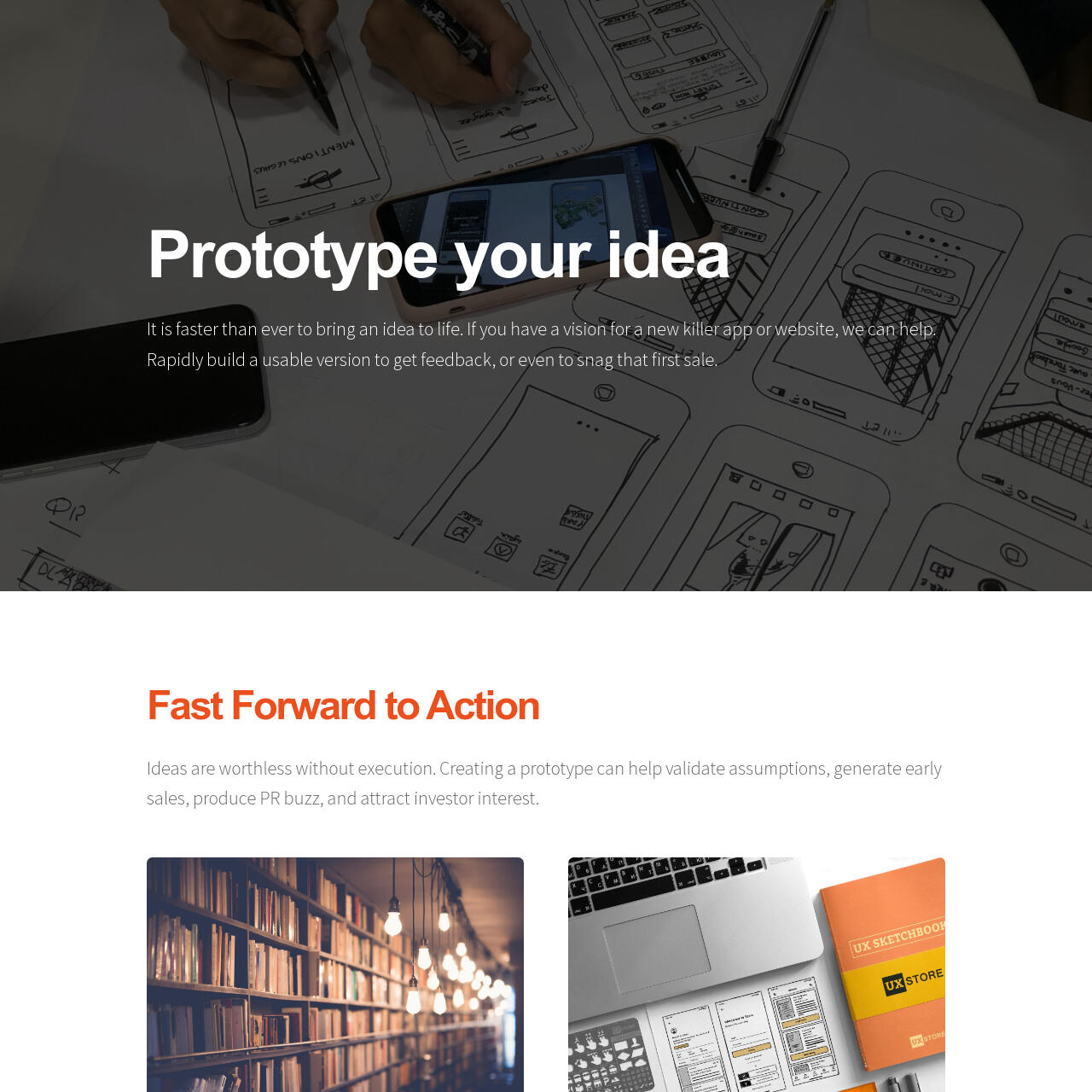 Startup Prototyping Website Screenshot